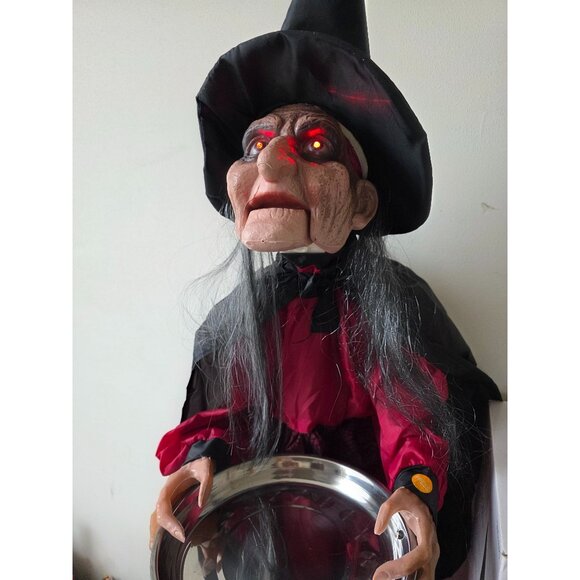 Pumpkin hollow 36" bobblehead talking witch animated candy bowl holder large Hal - Picture 8 of 8